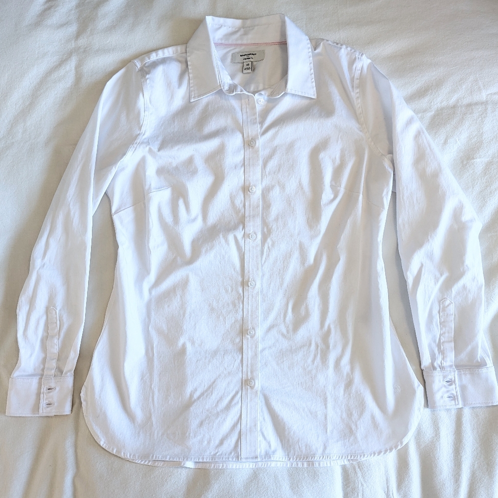 *BANANA REPUBLIC* TAILORED FIT White Long Sleeve Button Down Shirt Blouse SZ 10